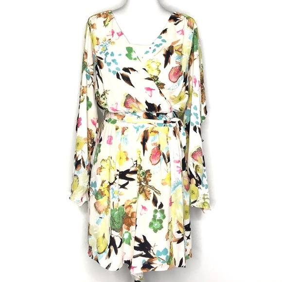 Lane Bryant Pants - Lane Bryant White/Cream Floral Wrap Romper A170426